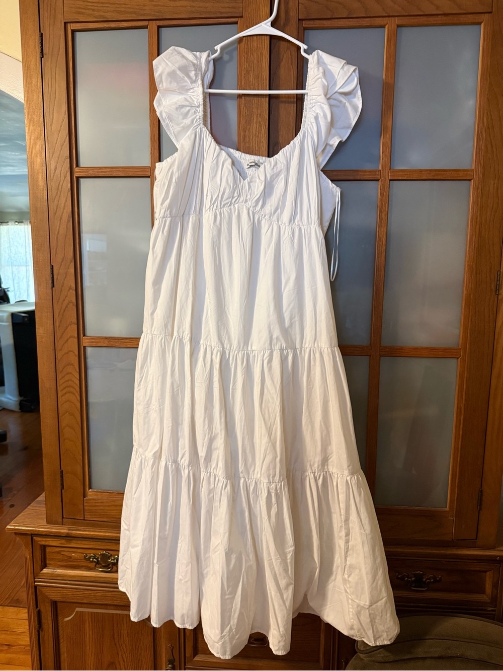 Abercrombie and fitch xl Women's White Tiered Ruffle Strap Sundress